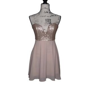 Strapless Sequin Mini Prom Party Dress Gown Sweetheart Plunge Neckline by Tobi